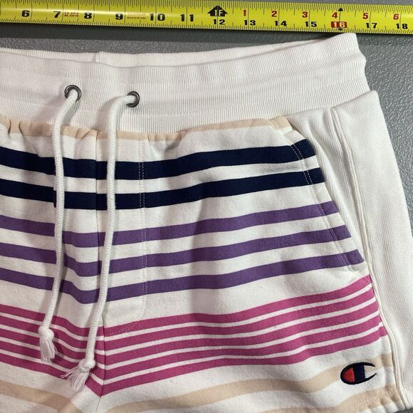 Champion Reverse Weave Shorts Urban Outfitters Fleece Lined Stripe Womens Sz L - Picture 4 of 9